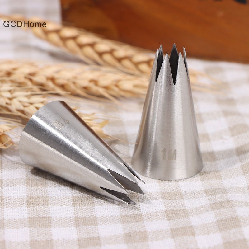 Gcdhome 1M # Thẳng 6 răng kem làm bánh bằng thép không gỉ 304 miệng HOT