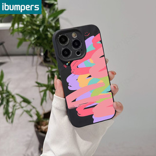 ibumpers Ốp lưng Iphone hàn quốc đơn giản cầu vồng họa tiết nhám Ốp điện thoại mỏng silicone mềm chống sốc cho iphone 15 14 12 13 11 pro max ip 7 8 plus iphon x xs xr xs max