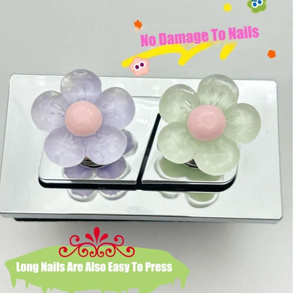 YUUKII 1 / 2 Nút xả bồn cầu, Nút bồn cầu Tiết kiệm nhân công Nắp bồn cầu nâng, Tay cầm ngăn kéo hình hoa Công tắc xả phòng tắm