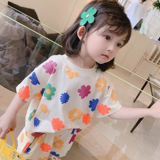 💕Quần áo trẻ em, bé gái 🎀Áo thun tay ngắn in hoa Bộ đồ trẻ em phù hợp cho bé từ 1-7 tuổi