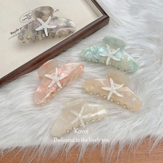 Kovoi / bạc hà Đại Dương Mùa Hè Sao Biển Một Mặt Ba Chiều Sao Biển Kim Cương Kẹp Phong Cách Mới Đầu Sau Acetate Cá Mập Kẹp