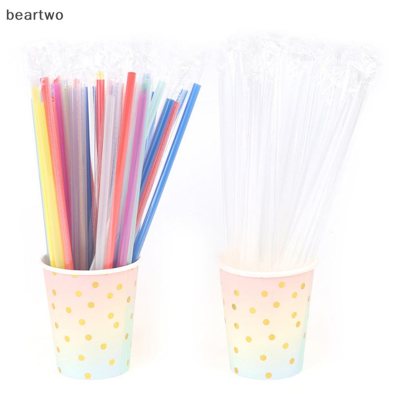 < Beartwo > 100Pc Trong Suốt Bọc Cá Tính Ống Hút Pp Đồ Uống Ống Hút Dự Tiệc Đồ Dùng Đẹp