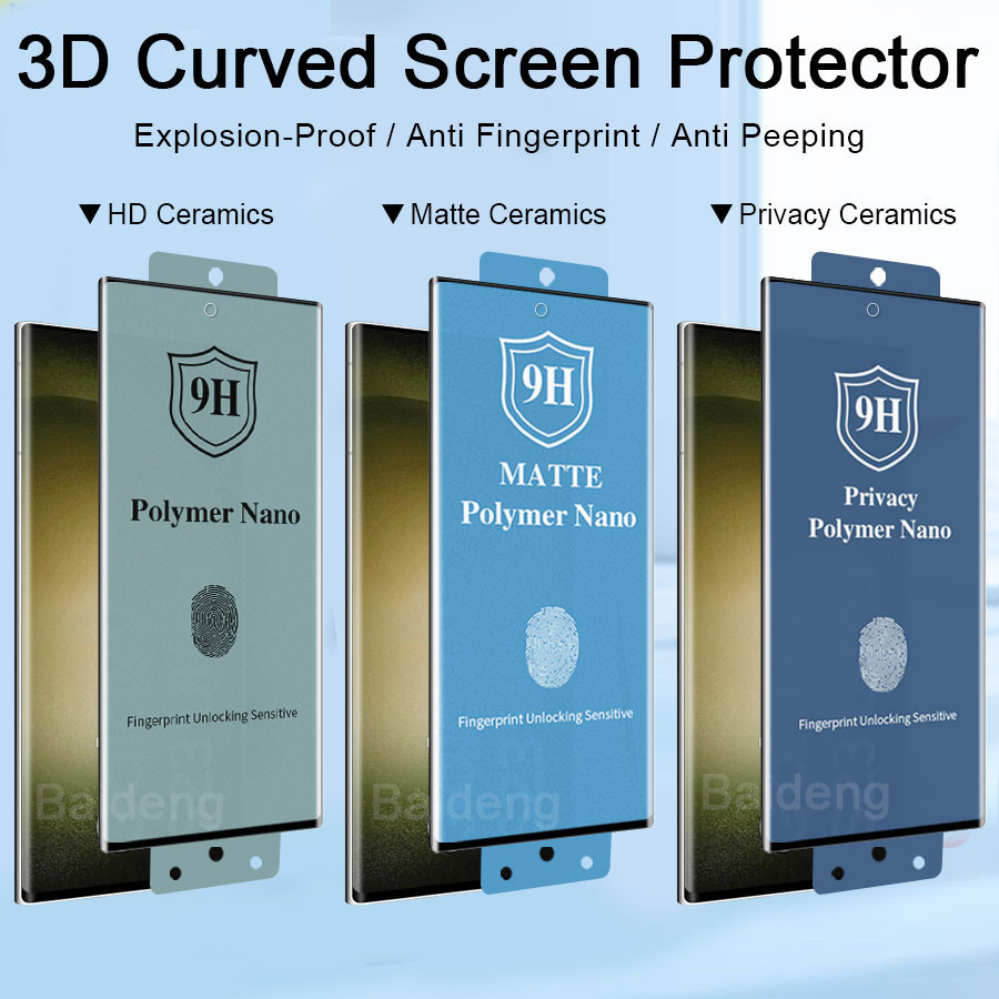 Kính Cường Lực Samsung Gốm Dẻo 3D Siêu Mỏng Bảo Vệ Màn Hình Cho Galaxy S26 S25 S24 S23 S22 S21 S20 Note 20 10 9 8 Ultra Plus