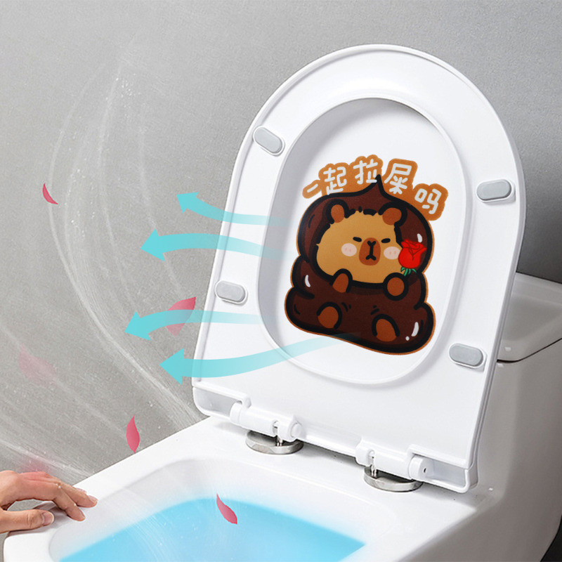 Miếng Dán Khử Mùi Nắp Bồn Cầu Capybara - Dễ Thương, Hoạt Hình, Đa Phong Cách - Bánh Ngọt Trang Trí Nhà Cửa Treo Tường - Dính Nỉ, Chống Thấm Nước, Không Mùi - Miếng Dán Hương Liệu Phòng Tắm