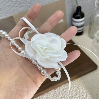 1 Chiếc Camellia Nơ Neckchain Handmade Ruy Băng Ngọc Trai Vòng Cổ Retro Cổ Dây Xích Phụ Kiện