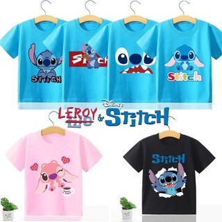 Áo thun trẻ em cotton hoạt hình Disney Lilo & Stitch mới giản dị hàng đầu thời trang quần áo đa năng tay ngắn dễ thương dành cho bé trai và bé gái