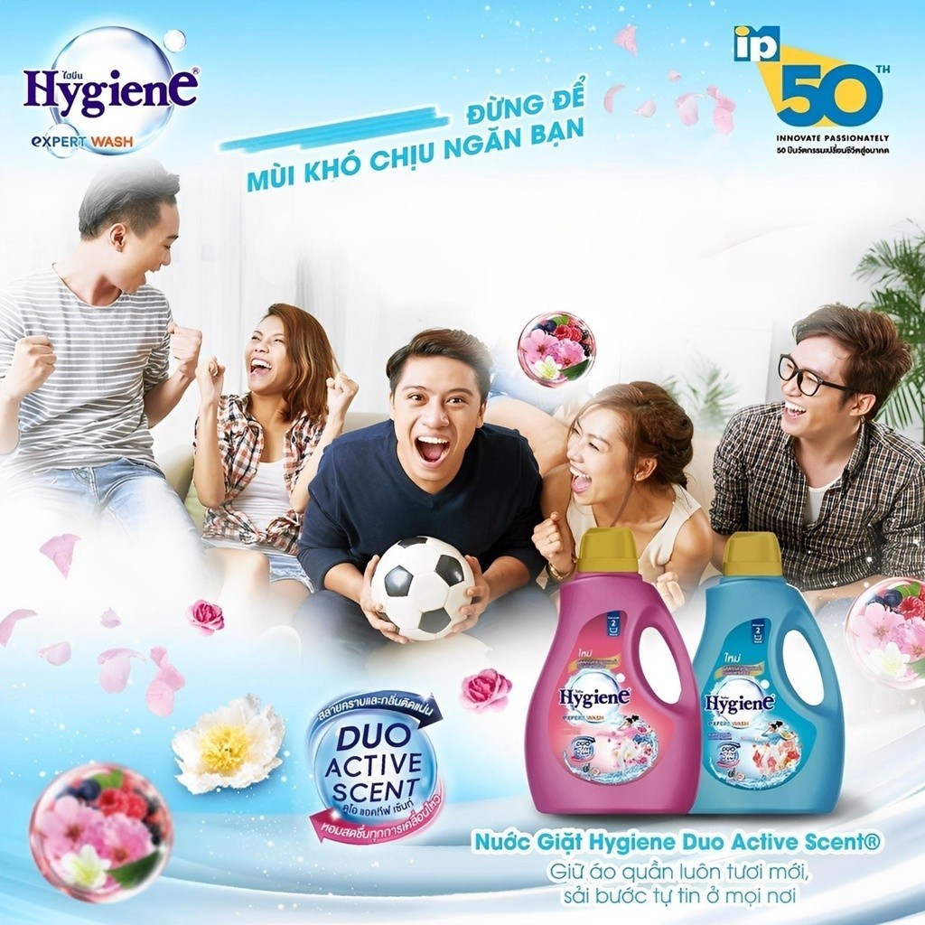 Nước Giặt Hygiene Giặt Xả Quần Áo Thái Lan Thơm Lâu Duo Active [Xanh Đậm] Can 2800ml !