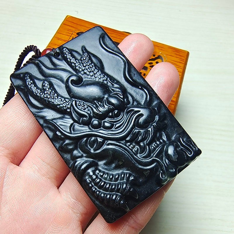 Ngọc Đen Độc Đoán Rồng Thương Hiệu Mặt Dây Chuyền Đen Ngọc Hoàng Đạo Rồng Vòng Cổ Thuốc Vua Đá Rồng Đầu Rồng Mặt Dây Chuyền