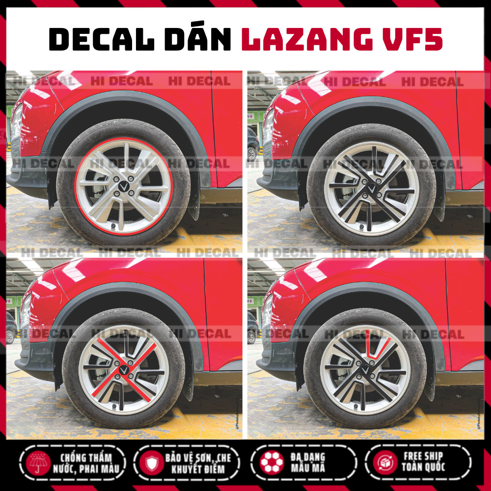 Tem mâm Vf5, decal dán mâm VF5, Tem decal dán xe trang trí tạo điểm nhấn xe, bền màu, chống nước