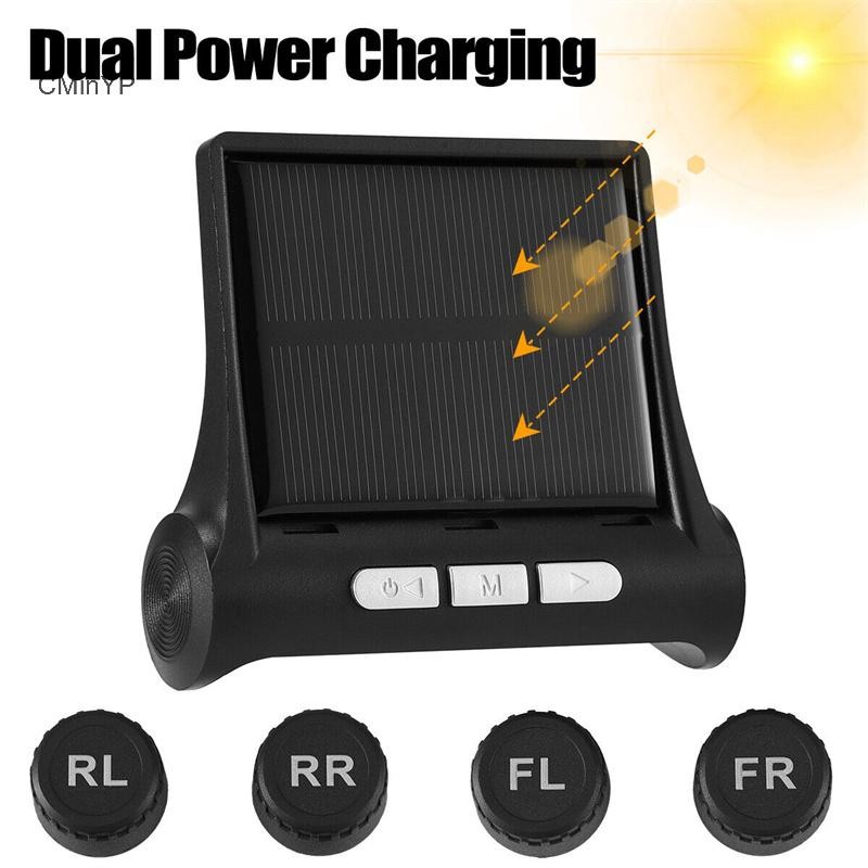 Cminyp 4 Cảm Biến Xe TPMS Hệ Thống Giám Sát Áp Suất Lốp Xe Chạy Bằng Năng Lượng Mặt Trời Màn Hình LCD Kỹ Thuật Số Tự Động An Ninh Báo Động Thử Nghiệm Ô Tô Vinh Quang
