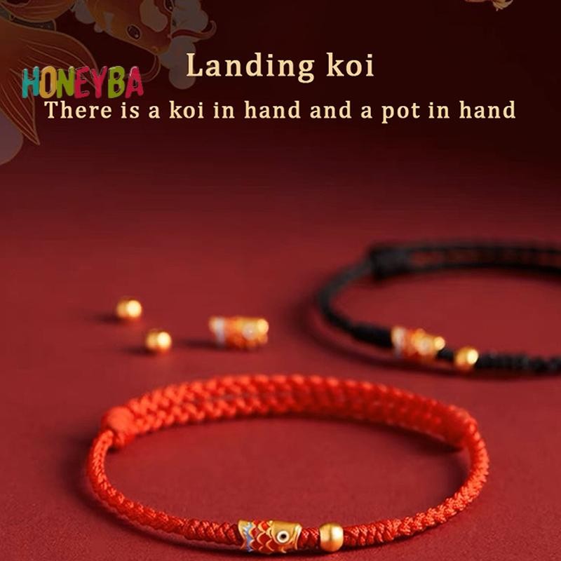 < Honeyba > Vòng tay may mắn cá Koi tay thời trang Vòng tay dệt tay dành cho nữ Những người bạn thân nhất Người yêu Kích thước Vòng tay có thể điều chỉnh Quà tặng