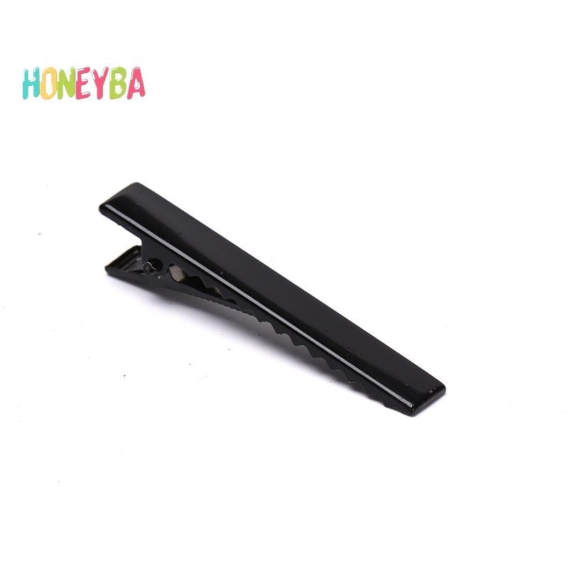< Honeyba > 100 Chiếc Kẹp Tóc Màu Đen Đơn Prong Cá Sấu Kẹp Tóc Cài Đặt Trống Kẹp Tóc