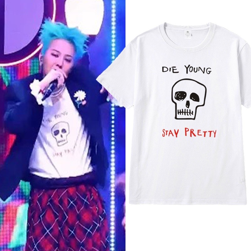 Áo thun YB1 2025 G-DRAGON TOO BAD GD in hình đầu lâu hoạt hình Ubermensch tay ngắn