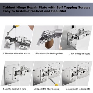 Bộ 4 tấm sửa chữa bản lề tủ Bảng sửa chữa bản lề bằng thép không gỉ Giá đỡ sửa chữa bản lề tủ có vít 4 miếng 36 miếng kim loại vải tái sử dụng phù hợp dùng cho gia đình căn hộ văn phòng và không gian nhỏ