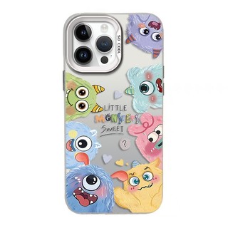 Ốp lưng iPhone cặp đôi chống sốc họa tiết quái vật nhỏ đầy màu sắc, dành cho iPhone16/15/14/13/12/11