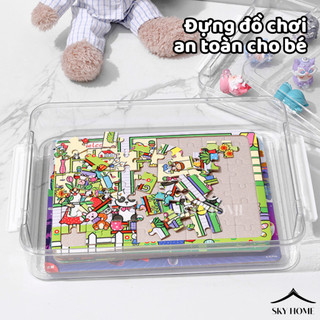 Hộp Nhựa Trong Suốt Đựng Tài Liệu Khổ A4 Hộp Đựng Tài Liệu Có Khóa Nắp Để Bàn Tiện Dụng NGÓI HOME - HD01