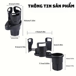 Giá Đỡ Cốc Ô Tô 4 Trong 1, Kệ Đựng Bình Nước Có Thể Điều Chỉnh Xoay 360 Độ Chống Rung Cho Xe Hơi NGÓI HOME - GDC01