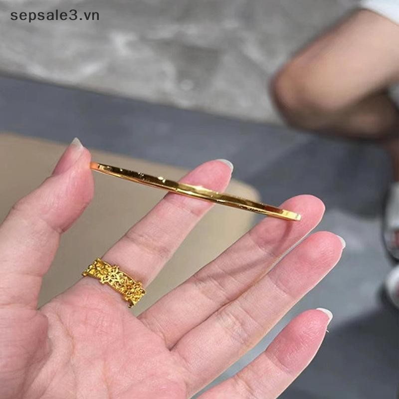 # Sepsale # Thép Titan Đơn Giản Vòng Tròn Trơn Vòng Tay Mỏng Dành Cho Nữ Vòng Tay Vintage Trang Sức Quà Tặng Pary.