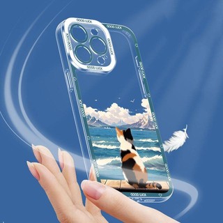 Anime Phong Cảnh Hoàng Hôn Mèo Dễ Thương Dành Cho Xiaomi Redmi Note 14 13 12 4G 13 14 Pro Plus 5G Vỏ Điện Thoại Hoạt Hình Trong Suốt Chống Sốc Camera Bảo Vệ Silicon Trong Suốt