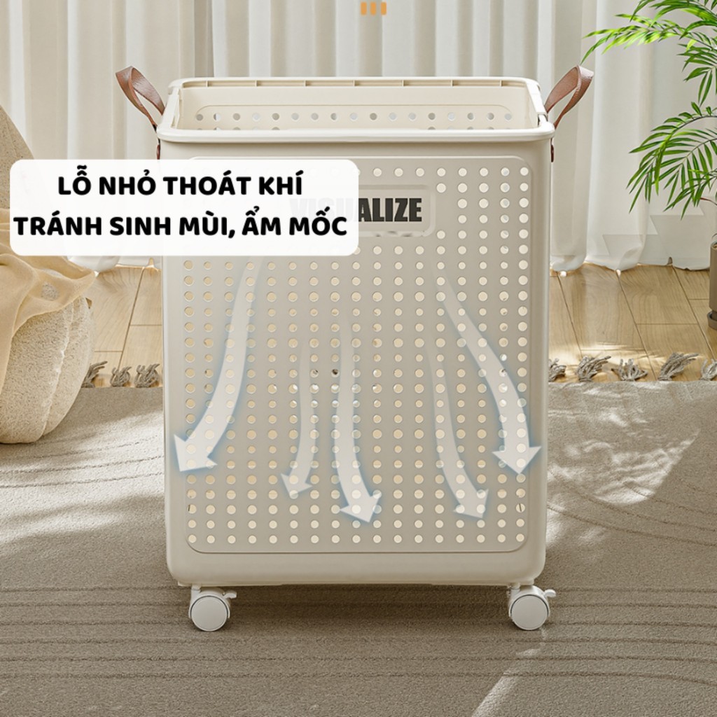 Giỏ Nhựa Đựng Đồ Enoda Home, Giỏ Đựng Đồ Gia Đình Có Bánh Xe, Có Thể Gấp Gọn Màu Sắc Tươi Sáng Q046