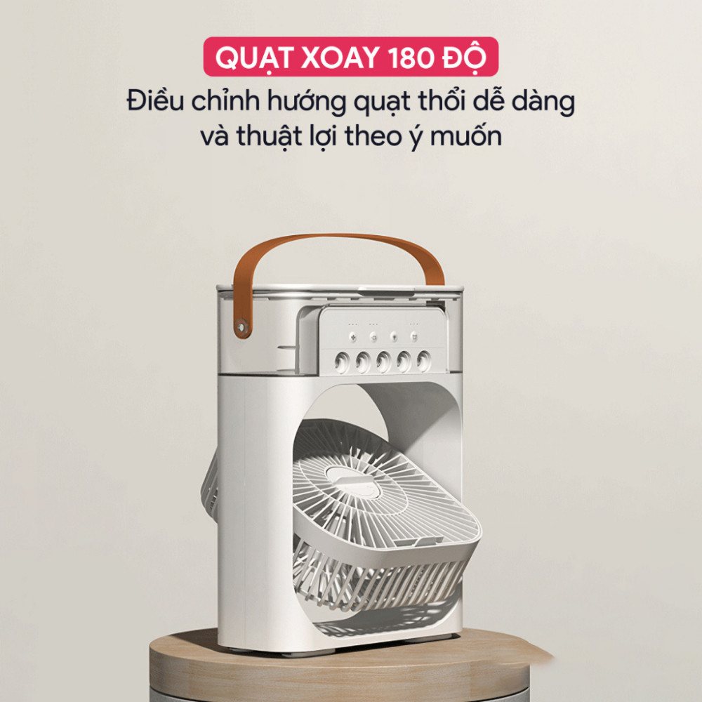 Quạt điều hoà, quạt phun sương mini cắm sạc USB, quạt hơi nước 3 chế độ gió có đèn led 7 màu