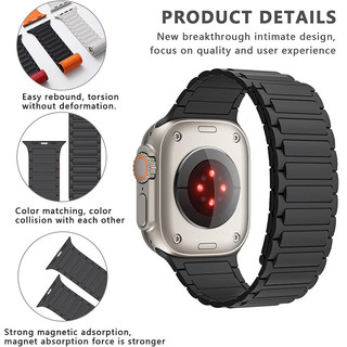 Dây đeo silicon từ tính chống nước Tương thích với iWatch Band Ultra 2 49mm 46mm 42mm 44mm 45mm 41mm 38mm 40mm SE