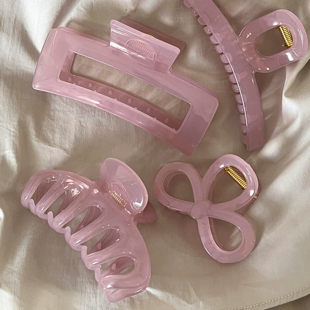 Kẹp Cá Mập Nữ Jelly Pink Kẹp Tóc Móng Vuốt Kẹp