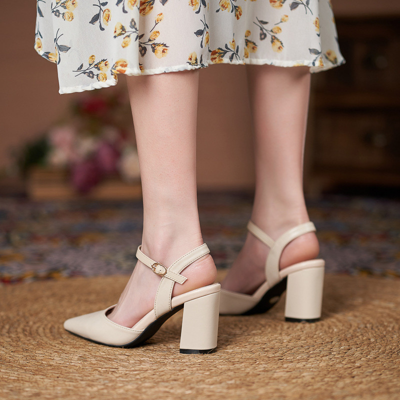 (((34-45) Dép Gót Cao Nữ Gót Dày Gót Size Lớn Rộng Plus Fat 43 44