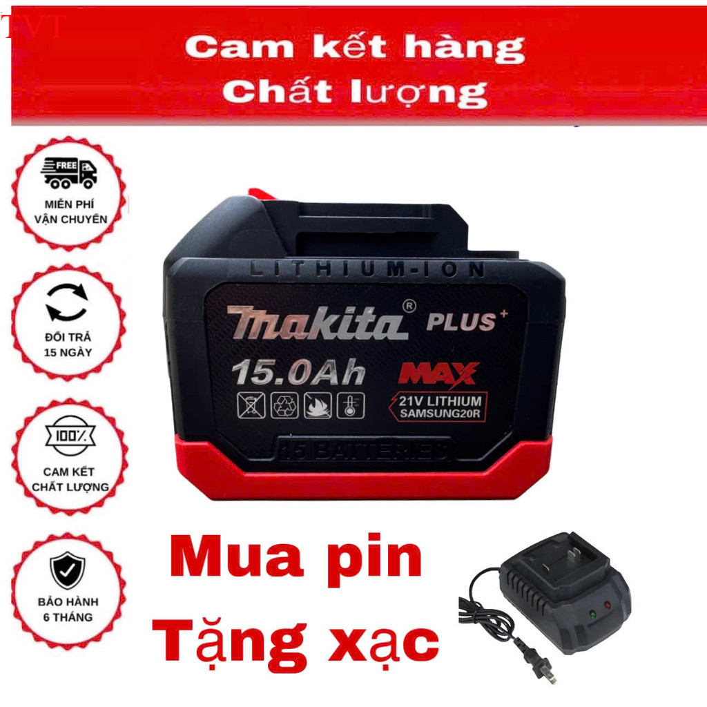 Pin Makita 15 cell 21v - 15Ah Dung lượng cao- Chân pin phổ thông 4cm ...