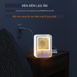 Quạt Hơi Nước Mini Để Bàn - Quạt Phun Sương Sạc Tích Điện Trong Suốt 3 Cấp Độ Gió, Cảm Ứng NANO - Trường An VN