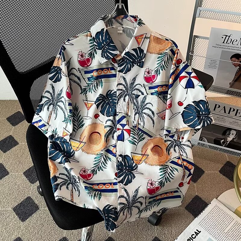 M-8xl Phiên Bản Hàn Quốc Đi Biển Áo Sơ Mi Tay Ngắn Nam Plus Size Áo Sơ Mi Rời Thường Ngày Quá Khổ Top | BigBuy360 - bigbuy360.vn
