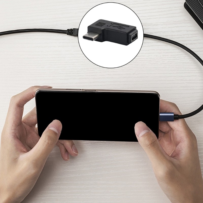 Bộ chuyển đổi Moon Mini USB sang USB C 90 độ Type-C Nam sang Mini USB Nữ