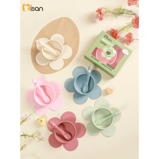 Set chén , Bát Hoa Ăn Dặm Kèm Muỗng Silicon Misan Xinh Xắn Cho Bé babyhome