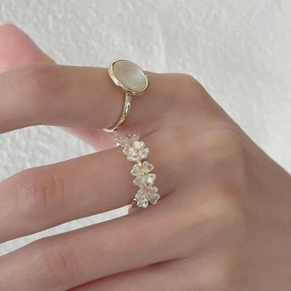 [Ưu đãi đặc biệt] Nhẫn Ngọc Trai Vỏ Hoa Kim Cương Nữ Mở Nhẫn Có Thể Điều Chỉnh Thời Trang Mới Bán Chạy Thiết Kế Niche Nhẫn Hình Học Phù Hợp