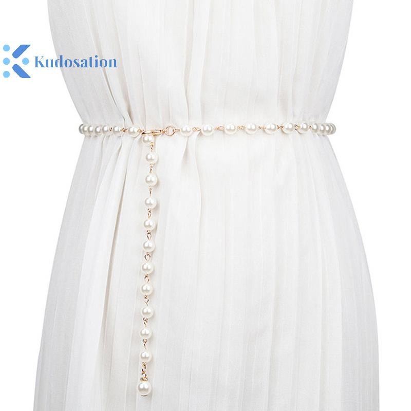 Kudosation Nữ Thời Trang Thắt Lưng Thiết Kế Sang Trọng Thắt Lưng Ngọc Trai Dây Thắt Lưng Trắng Dây Chuyền Ngọc Trai Phù Hợp Với Dây Dành Cho Nữ