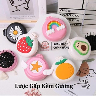 Lược Gấp Kèm Gương Nhiều Màu