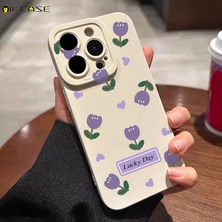 Dành Cho OPPO Reno 14 13 Pro 14F 13F F A5 2025 Find X9 X8 Pro Ultra X8s + Ốp Điện Thoại Hoa Tím Dễ Thương Nhãn Hoa Tình Yêu Chấm Bi Màu Trắng Mờ Vỏ Đơn Giản Ốp Lưng