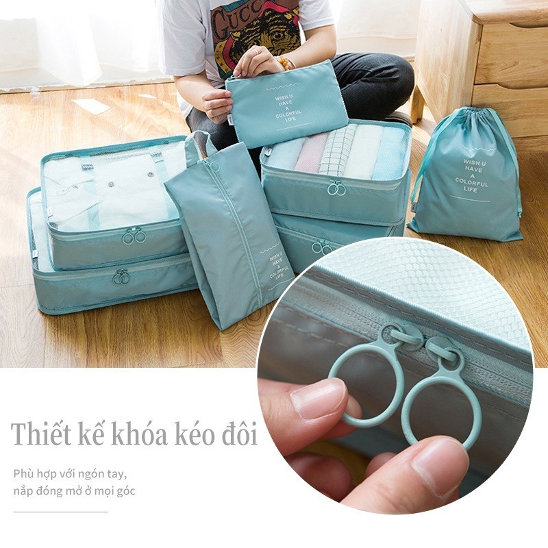 Set 7 Túi Du Lịch Đa Năng Chống Nước Dung Lượng Cao Thiết Kế Lưới Minh Bạch Và Có Thể Nhìn Thấy Dễ Dàng Phân Loại