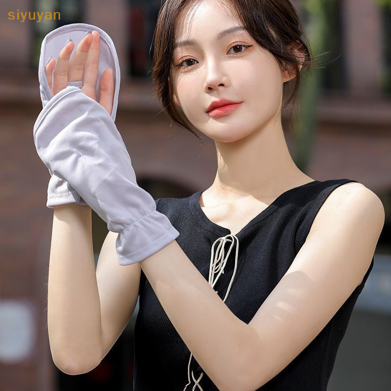 Siyuyan Nữ Ice Silk Găng Tay Nữ Mùa Hè Chống Nắng Găng Tay Thời Trang Đi Xe Đạp Lái Xe Chạy Găng Tay Mỏng Chống Tia UV Găng Tay VN
