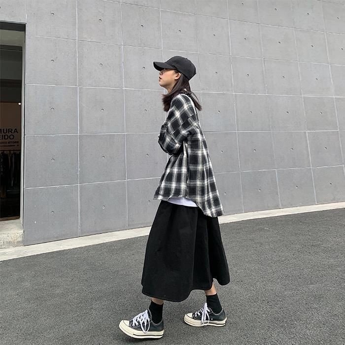 Plus Size Váy Nữ Cao Cấp Thu Đông Mới Phong Cách Retro Dài Giữa Nhật Bản Váy Chữ A