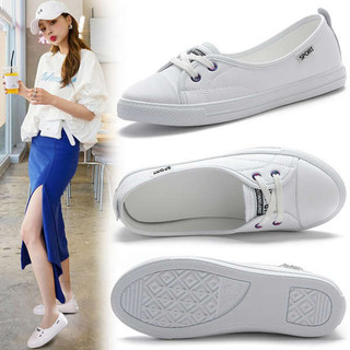 Thương Hiệu Da Thật Chính Hãng Giày Trắng Lười Nữ Mùa Hè 2024 Phong Cách Mới Đế Bằng Slip-On Thường Ngày Phù Hợp Với Nông Miệng Giày Nữ