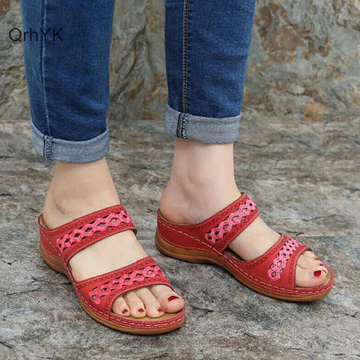 Thời Trang Nhà Máy Nữ Sandal Đế Mềm Nêm Giày Nữ Mùa Hè Sandal Giày Cao Gót Xăng đan Nữ Nêm Sandalias Mujer QrhYK