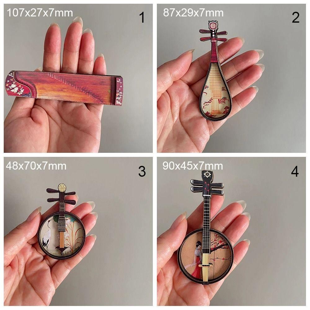 Nhạc cụ nhà búp bê GILL, 1 / 6 1 / 12 Gỗ Nhạc cụ cổ điển Trung Quốc, Đạo cụ ảnh nhiều màu Mô hình cảnh thu nhỏ Guzheng Pipa