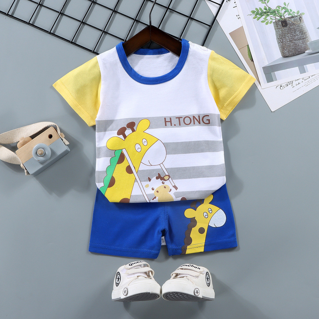 Trẻ Em Tay Ngắn Phù Hợp Với Cotton Nguyên Chất Áo Thun Bé Trai Mùa Hè Trẻ Em Quần Áo Bé Gái Quần Short ZO8D