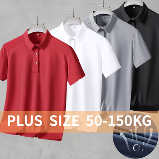 [Plus Size] L-9XL Nam Lưới Thoáng Khí Áo Sơ Mi Polo Tay Ngắn Co Giãn Mềm Mại Thoáng Khí
