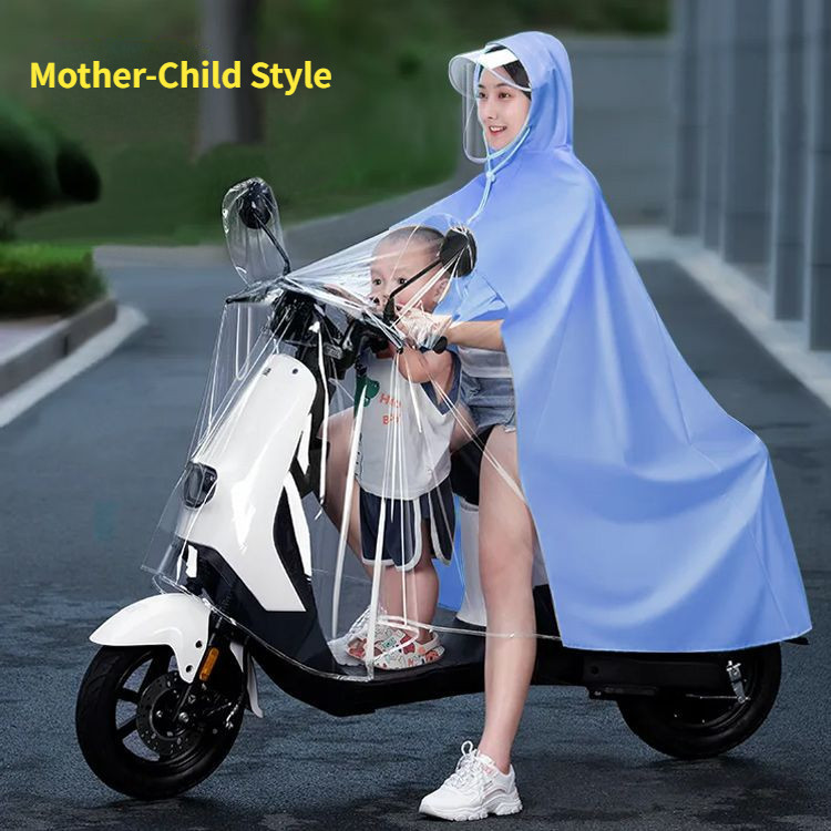 Áo Mưa Xe Đạp Điện Mẹ Và Con Trong Suốt