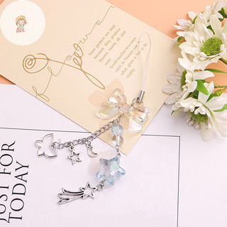 TWE Ngọt Nơ Dây Xích Điện Thoại Ngôi Sao Hạt Mặt Dây Chuyền Quyến Rũ Hợp Kim Tai Nghe Vỏ Dây Dây Đeo Túi Trang Trí VN
