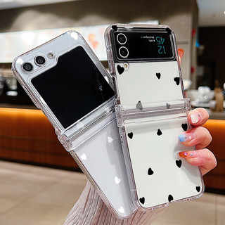 Ốp Điện Thoại Cứng Trong Suốt In Hình Trái Tim Tình Yêu Cho Samsung Galaxy Z Flip 5 Flip 4 Flip 3 5G Full Bản Lề Trong Suốt Gấp Bao Cho Samsung Z Flip5 Flip4 Flip3
