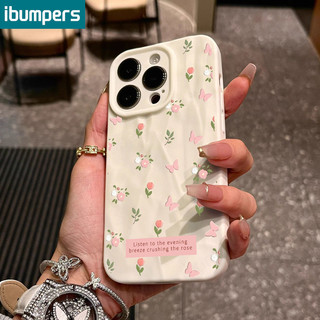 ibumpers Ốp lưng Iphone hàn quốc đơn giản hoa hồng bướm họa tiết nhám Ốp điện thoại mỏng silicone mềm chống sốc cho iphone 15 14 12 13 11 pro max ip 7 8 plus iphon x xs xr xs max