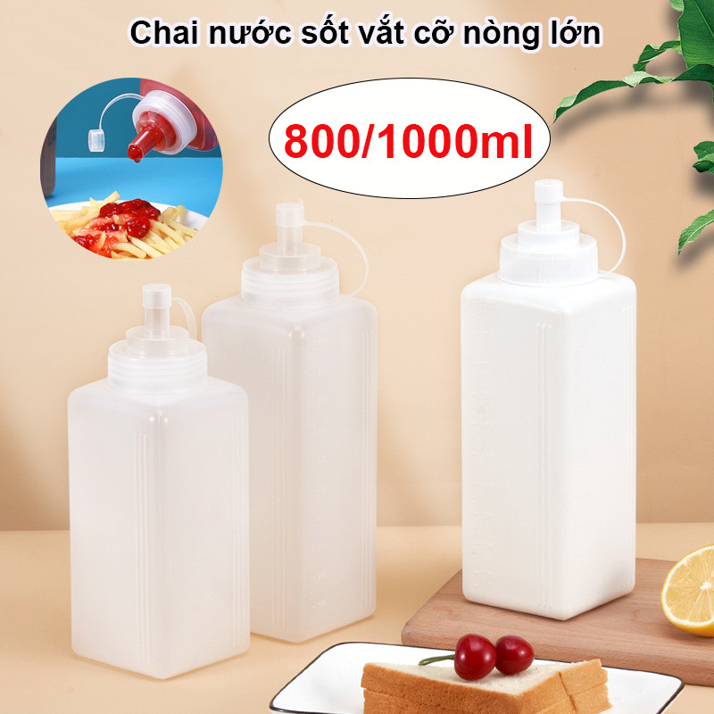 【800/1000ml】Chai nhựa đựng sốt/mứt có nắp，Chai mứt đường kính lớn ，Chai bóp nhựa，chai mứt cấp thực phẩm